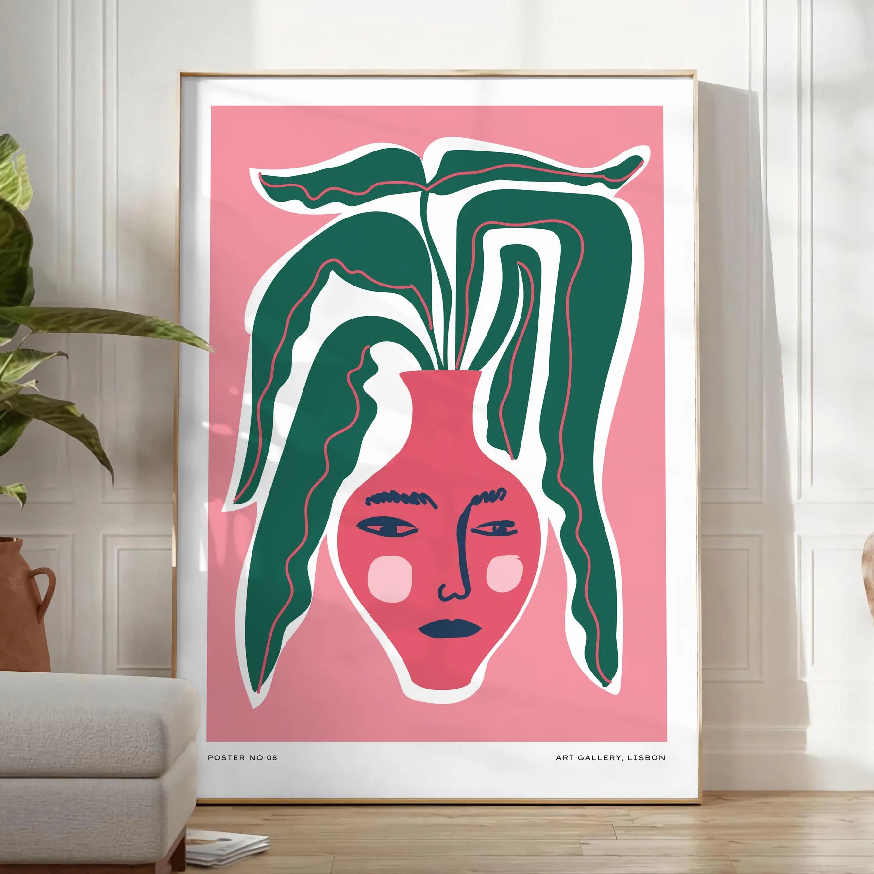 space Botanical Nature Poster gray green hues tranquility room wall art thoughtful gift artwork natural beauty elegance sizes A4 cm A0