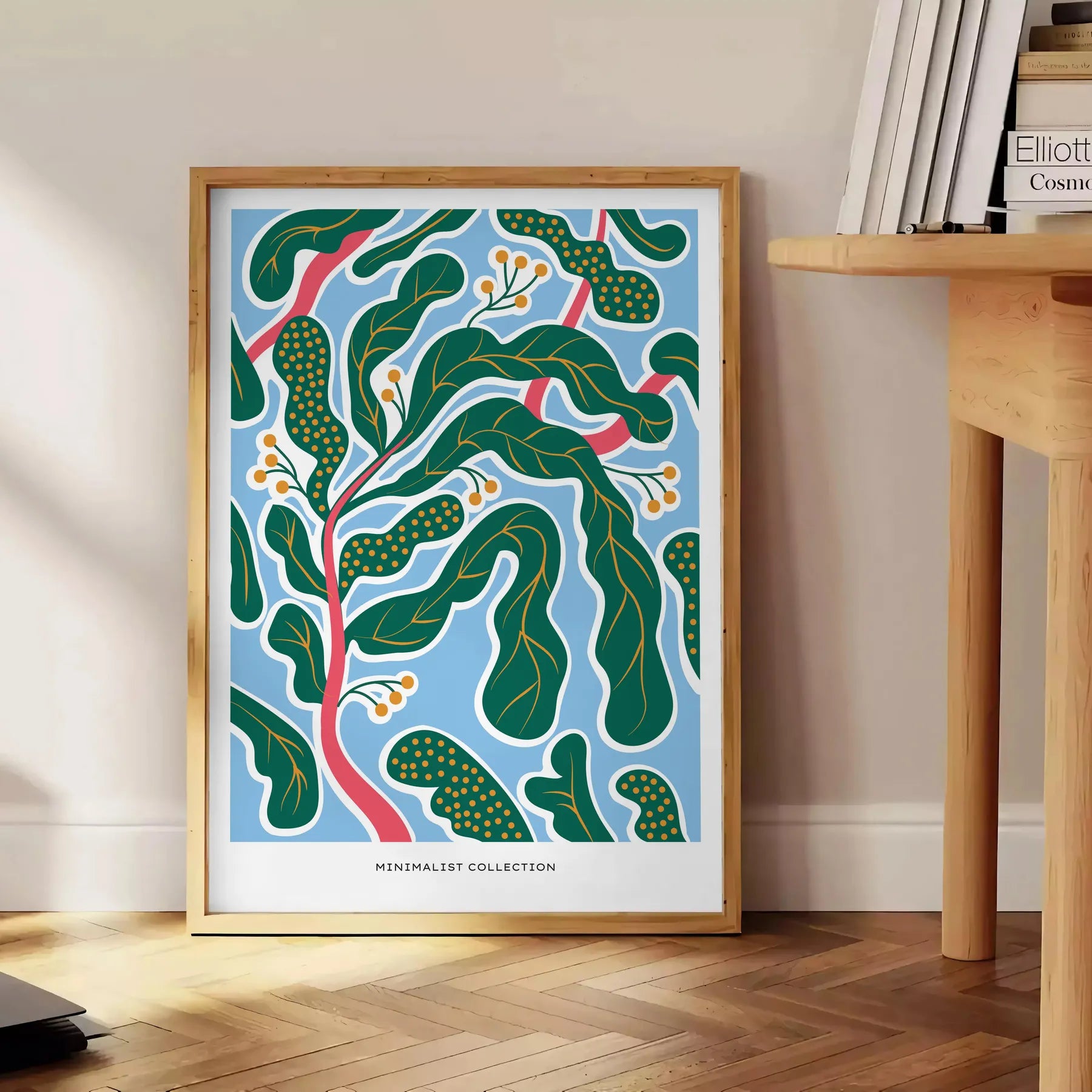 space stunning vintage botanical prints serene green blue hues elegant plant poster perfect wall art piece thoughtful gift nature lover framed frame